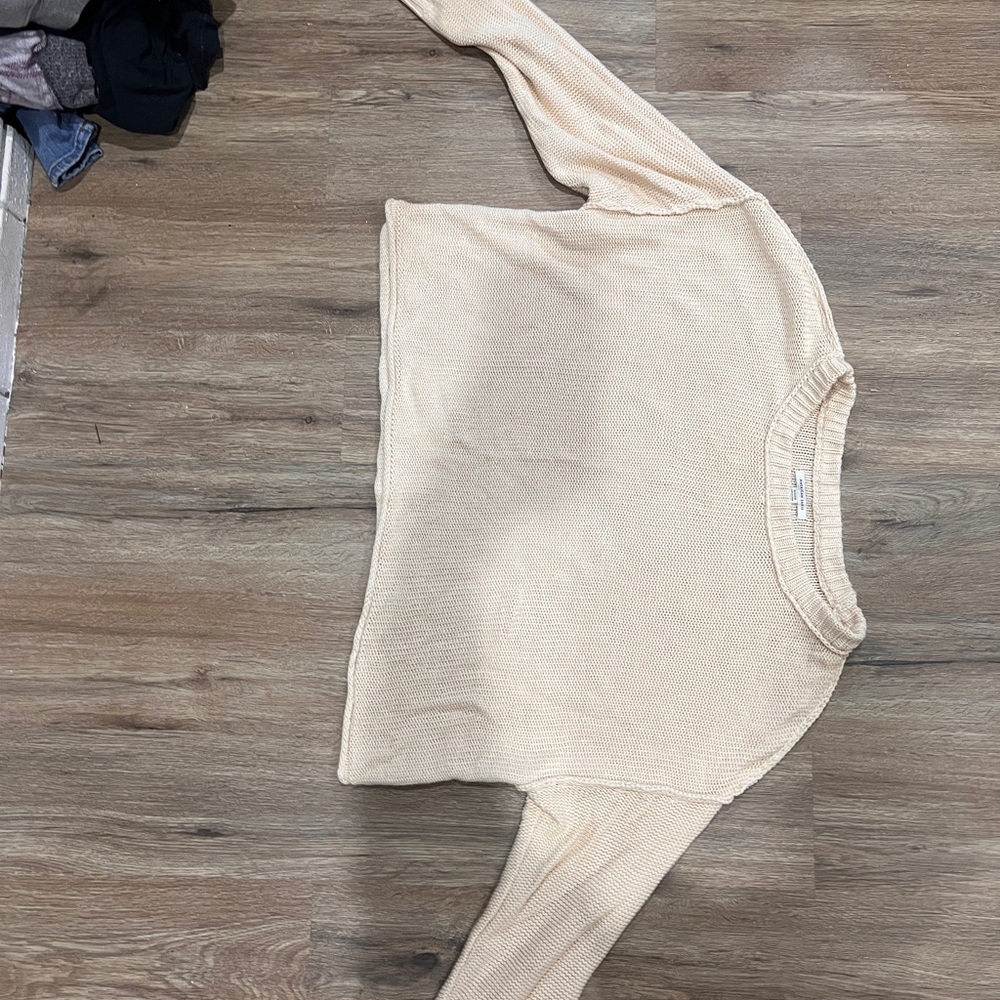 American Eagle Outfitters Cream Crew Neck Sweater